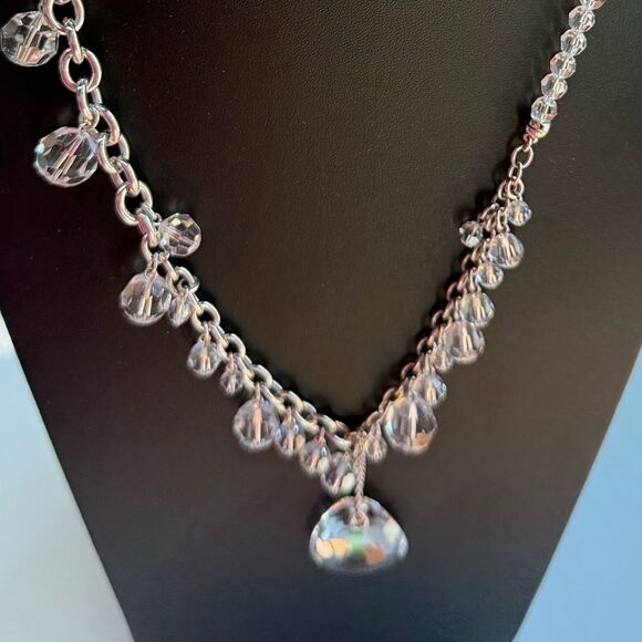 Swarovski Clear Crystal Teardrop Necklace – Rhodium Plated, Swan Logo, Boxed - Picture 13 of 15